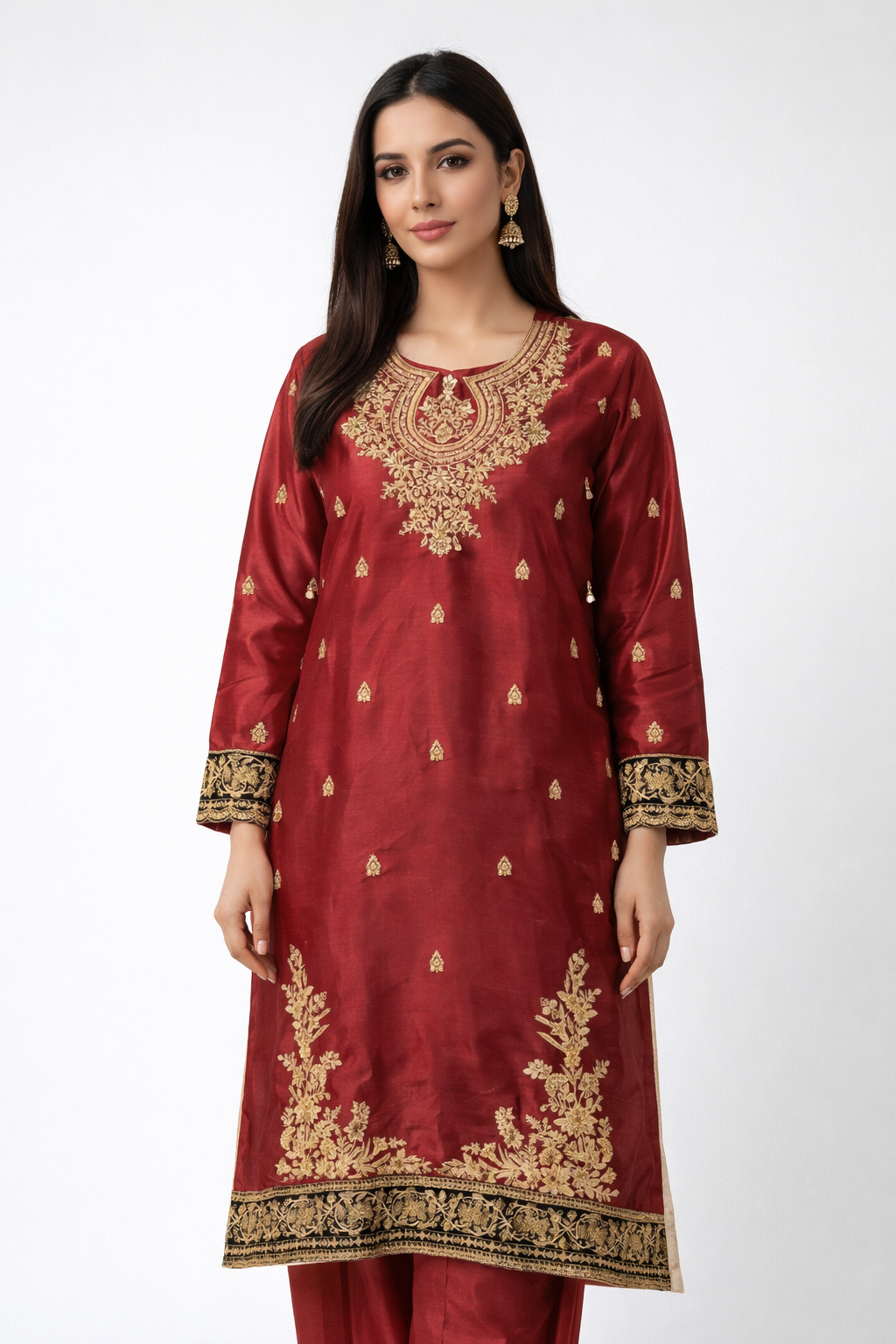 Tawakkal designer outfit- red (ELAJ01) plus size