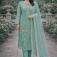 Aqua 3 Pc Heavy Bead work and thread Work outfit