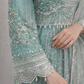 Aqua Frock Style Heavily Embellished Formal Wear
