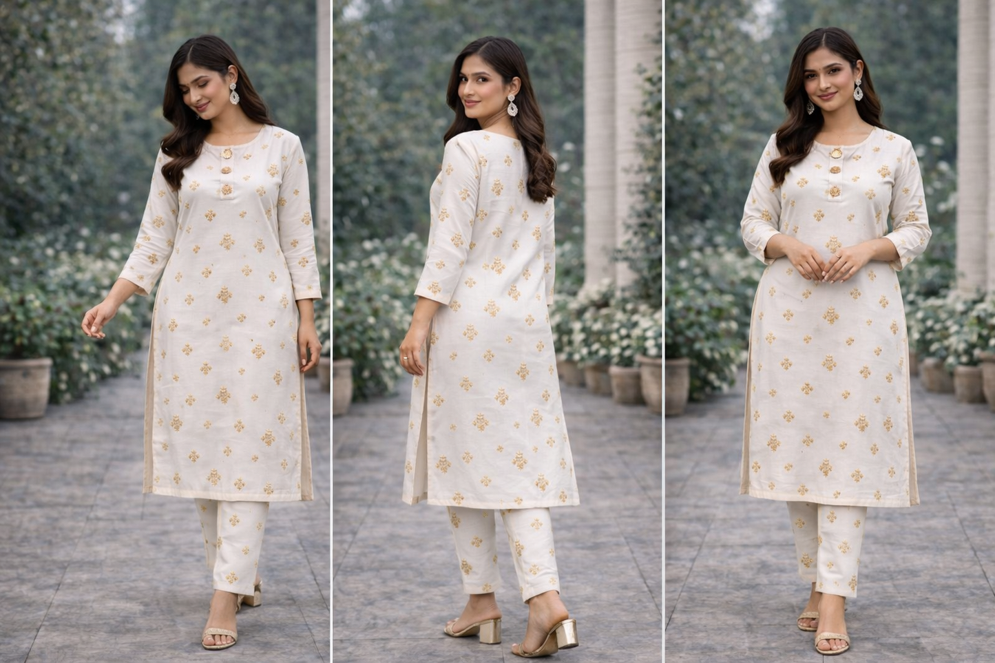 White Satin Silk Dress 2pc with Thread and Sequins work.