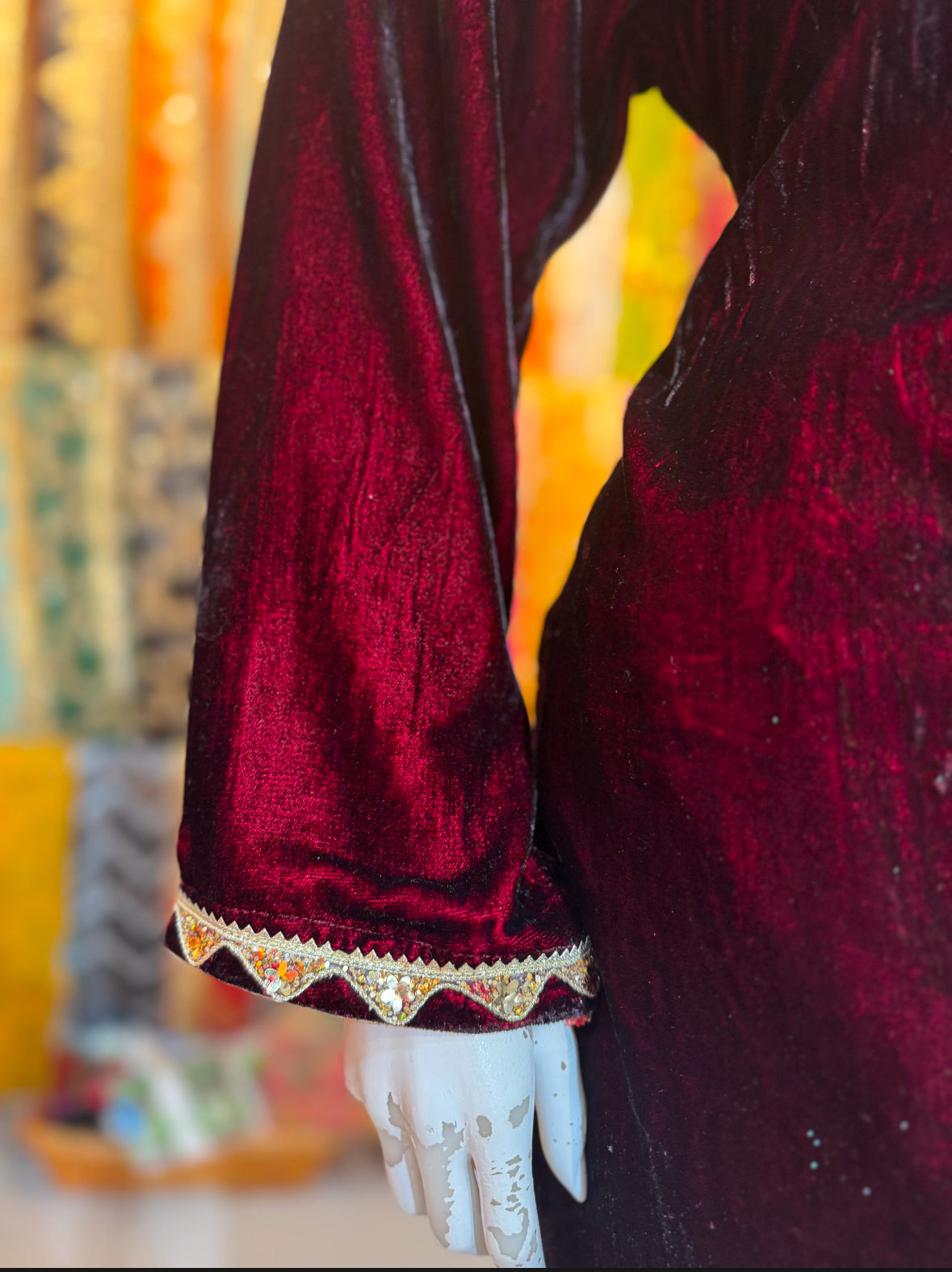 Velvet 3 piece Formal Wear in Maroon and Skin Fancy suit