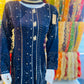 Navy Blue Maxi Formal Wear - 3 PC - ELRR067
