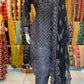 Black heavy bead work chiffon 3 pcs. ELEW-01