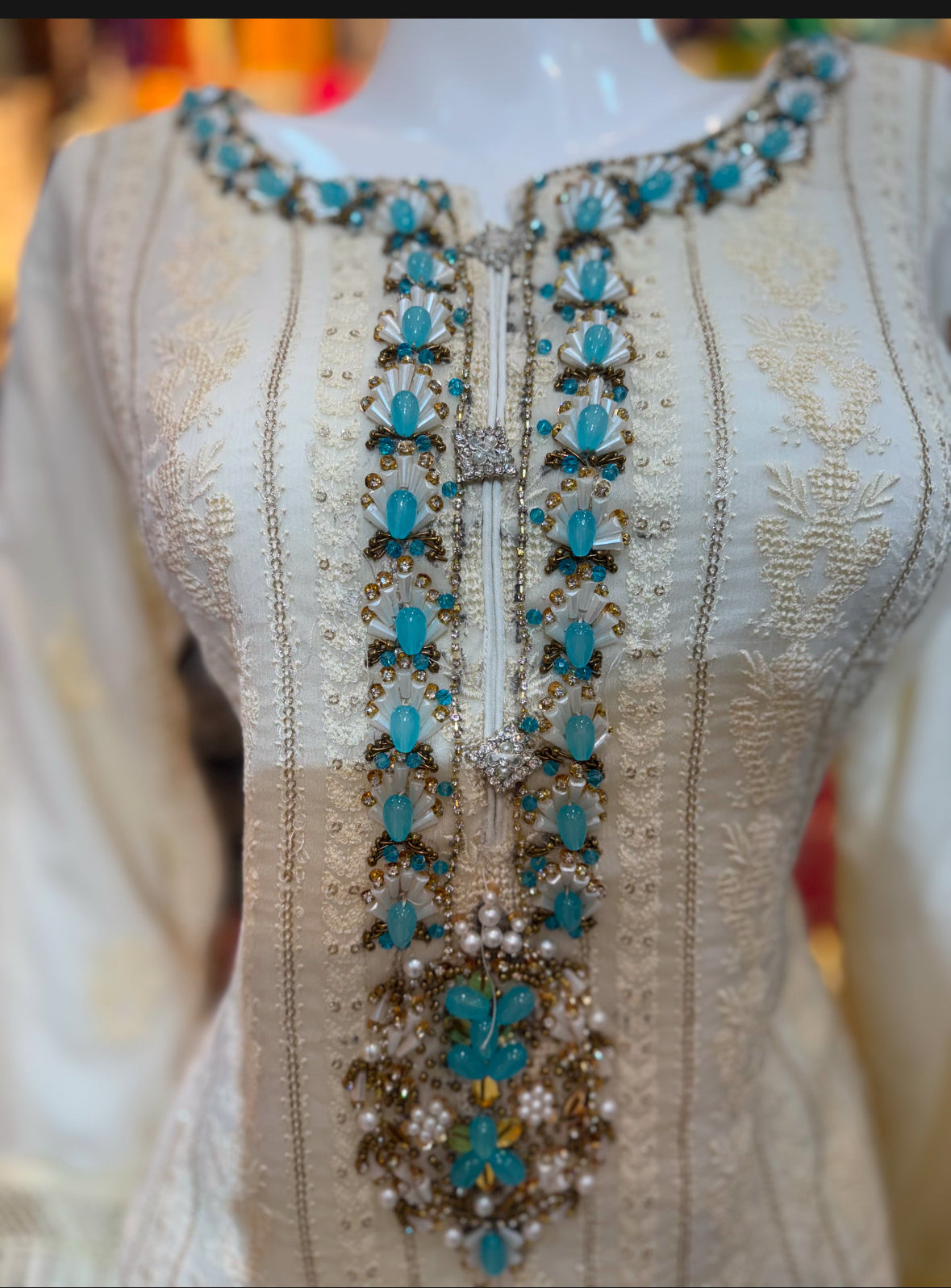 Off White - Thread Work Eid Outfit - ELRR133