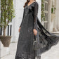 Black heavy bead work chiffon 3 pcs. ELEW-01
