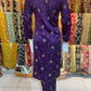Purple satin silk 2 piece suit