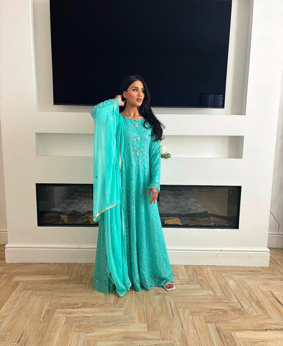 Aqua Green Maxi Dress - Long Length Women's Dress for Casual Wear EimalsLondon Aqua Green Maxi Dress - Long Length Women's Dress for Casual Wear EimalsLondon