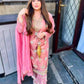 Pink Net Bead Work Plazo Style Formal Wear - ELRR122
