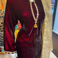 Velvet 3 piece Formal Wear in Maroon and Skin Fancy suit