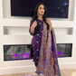 Purple Silk Formal/Mehndi Wear Outfit - 3 PC - ELRR101