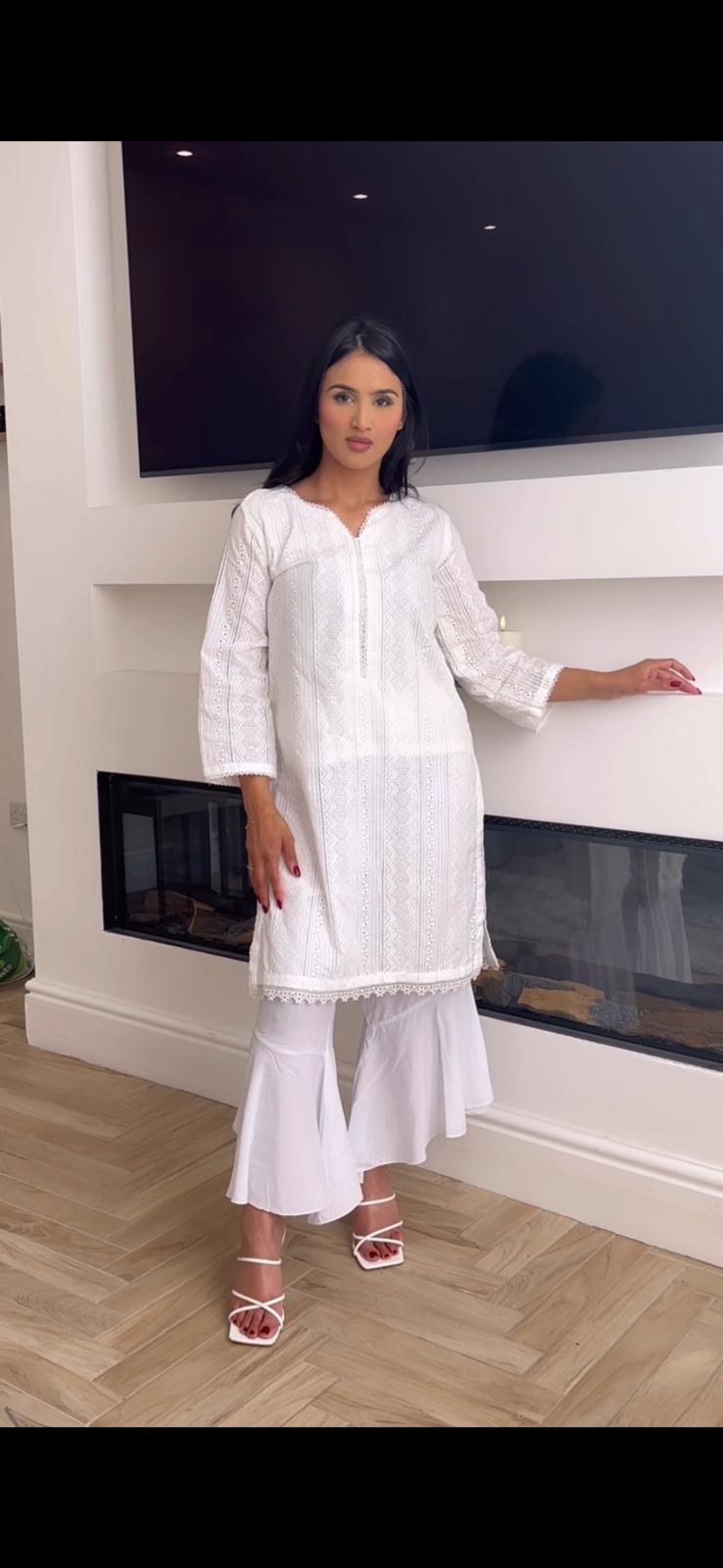 White Chikankari 1 pc Kurta
