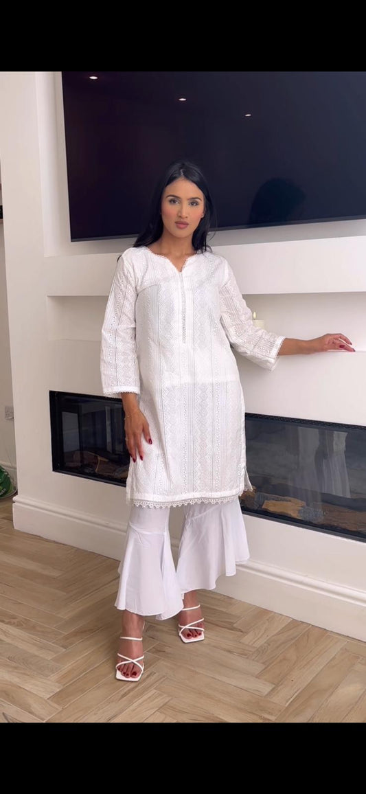 White Chikankari 1 pc Kurta