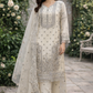 Off White Formal Wear Outfit with Plazzo Style Trouser - ELRR125