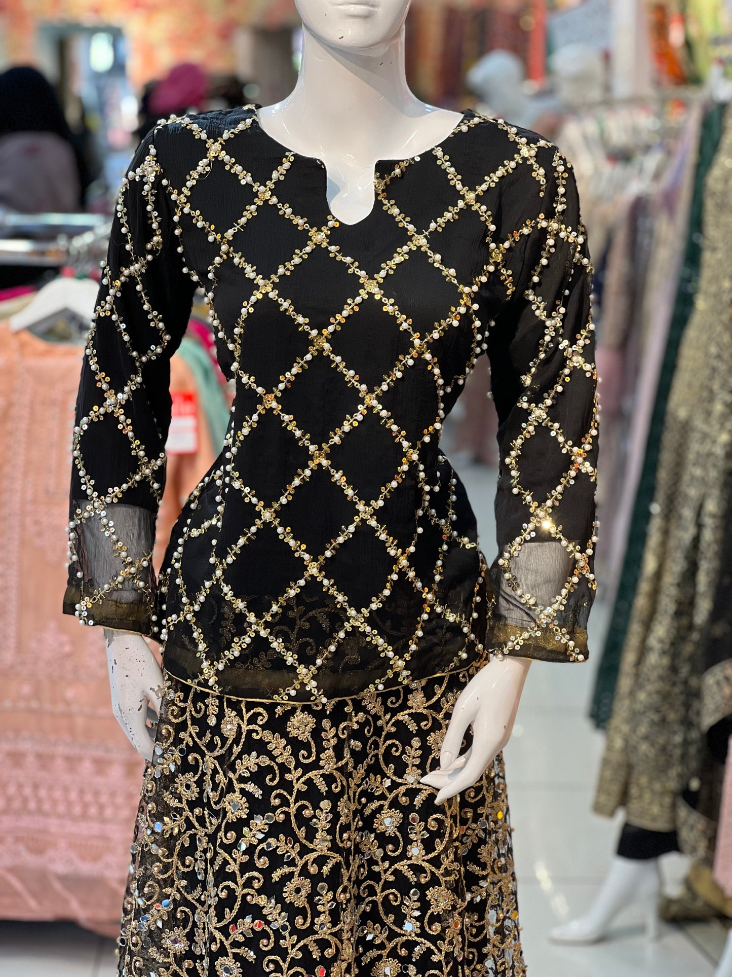 Heavily Embroidered Chiffon Kurtis in Various Colors - ELMWCE001