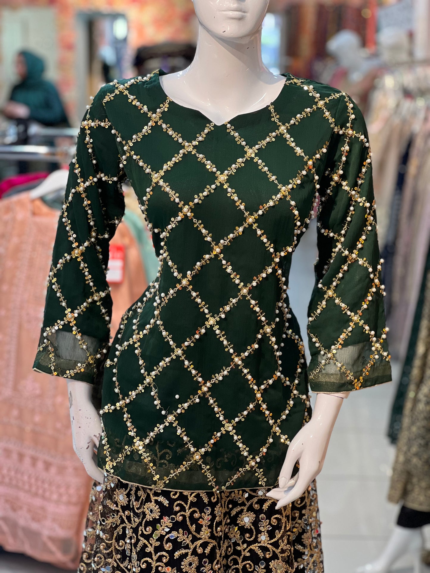 Heavily Embroidered Chiffon Kurtis in Various Colors - ELMWCE001