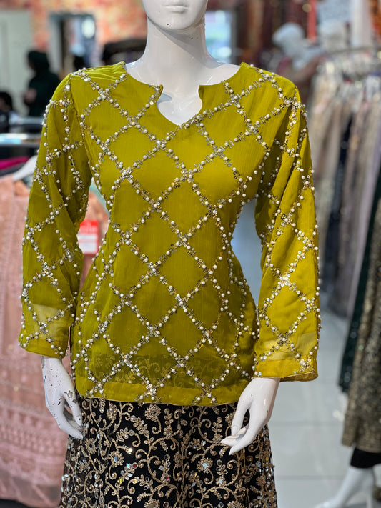 Heavily Embroidered Chiffon Kurtis in Various Colors - ELMWCE001