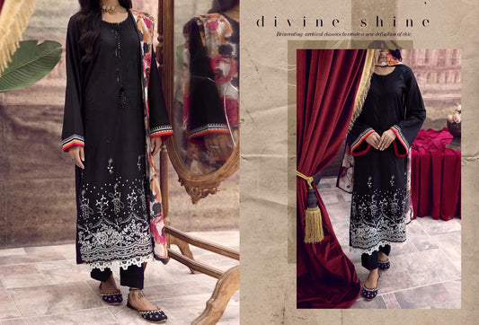 Casuallite Black Outfit with White Thread Work - 3 PC - ELCL007