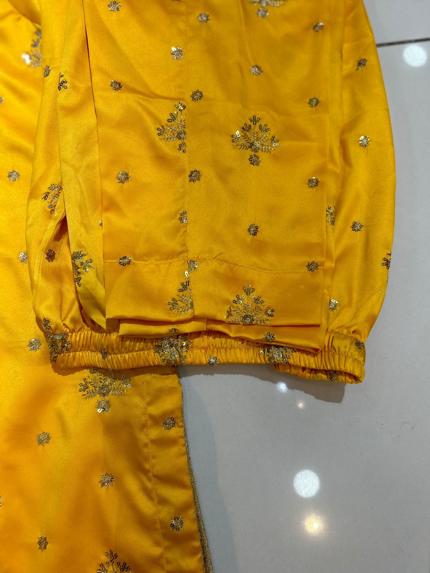 Yellow Satin Silk 2 Pc Formal Wear - ELRR011