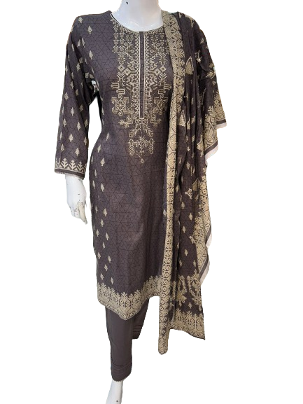 Grey and Golden Thread Work Casual Wear - ELRR015