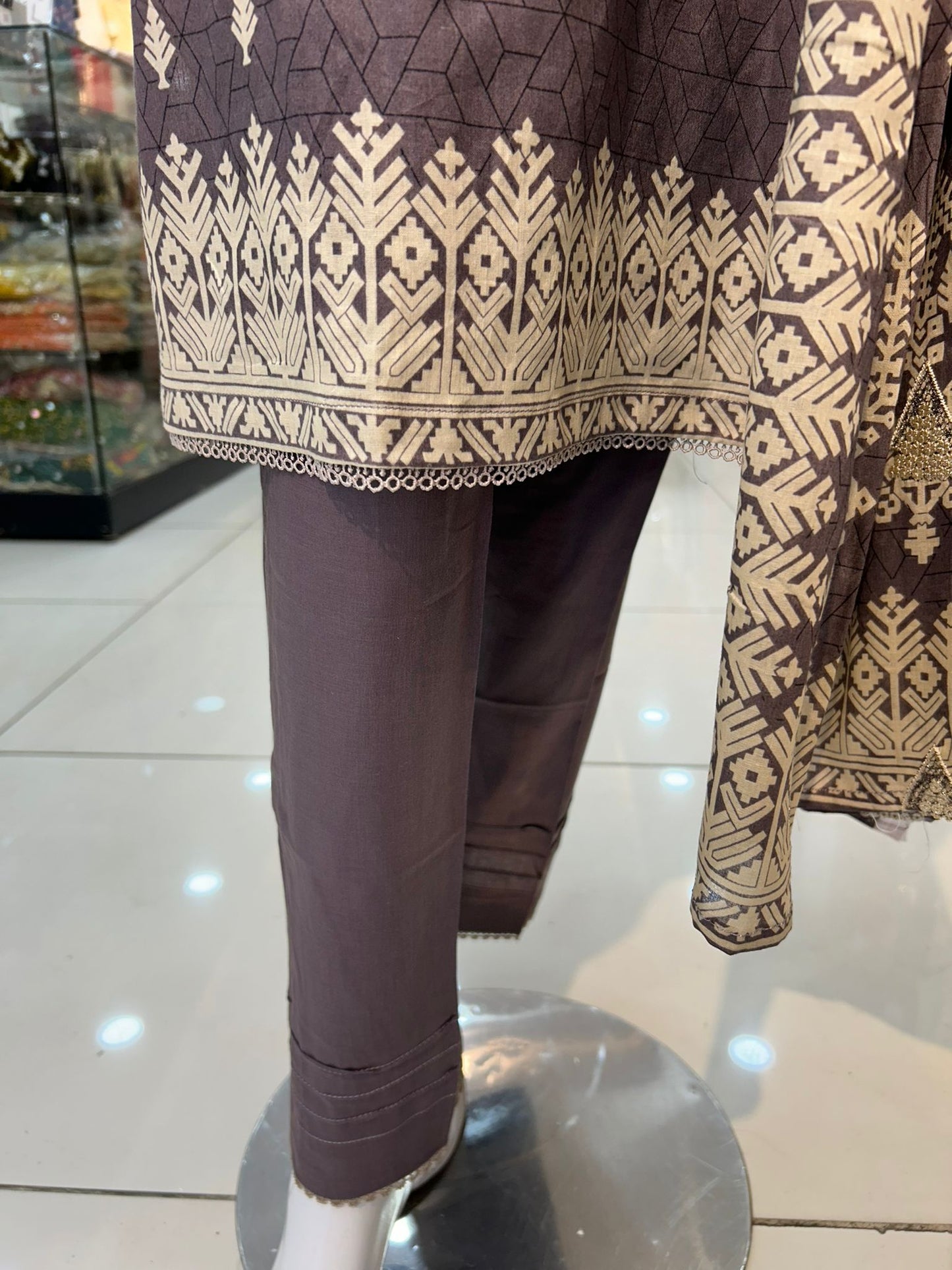 Grey and Golden Thread Work Casual Wear - ELRR015