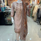 Brown Thread-Work Neckline Casual Wear - ELRR018