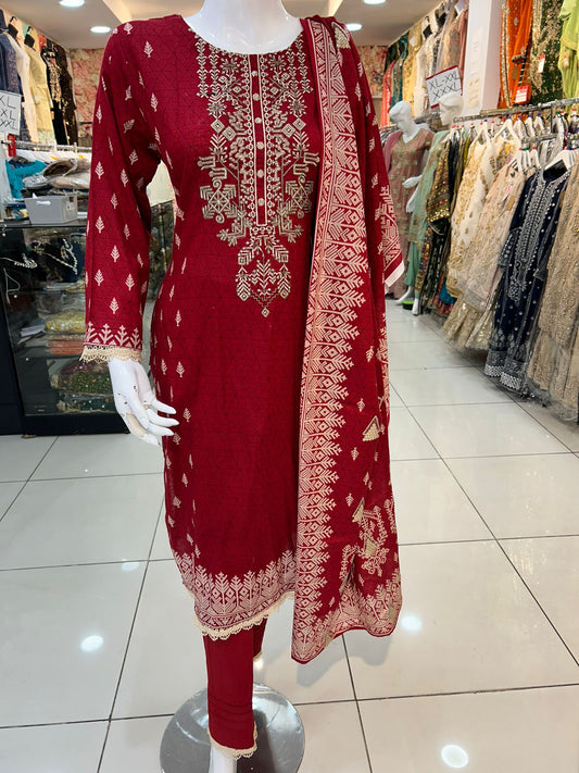 Red Thread Work and Sequence Work Casual Wear - ELRR014