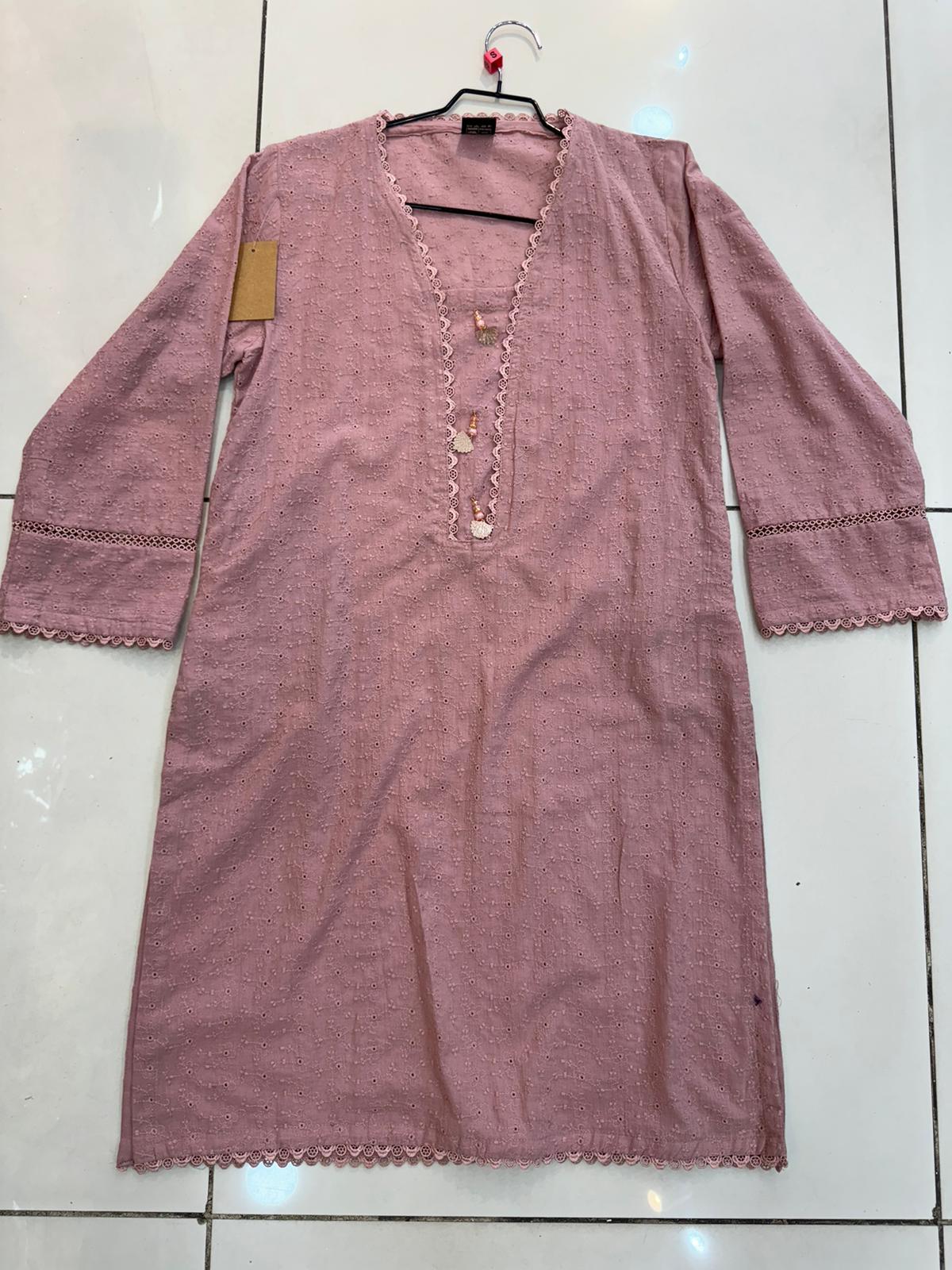 Pink 1 Pc Chikankari Kurta