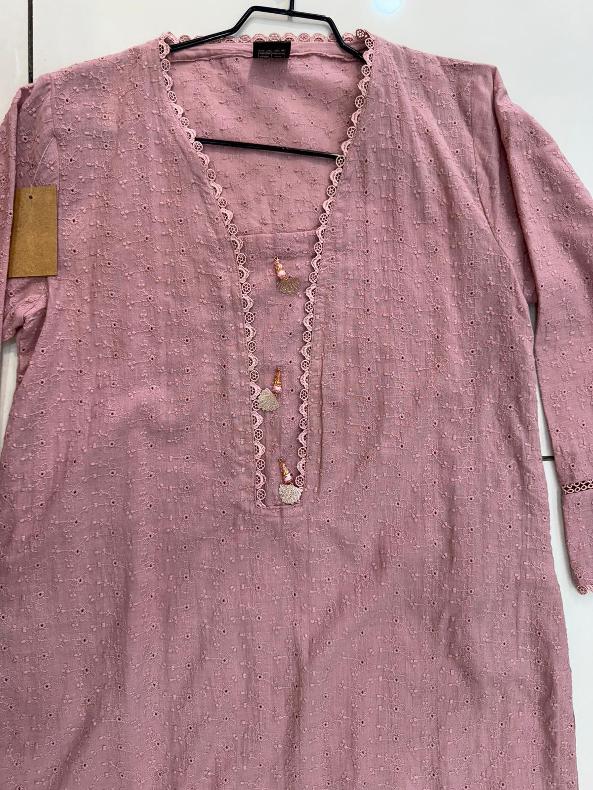 Pink 1 Pc Chikankari Kurta