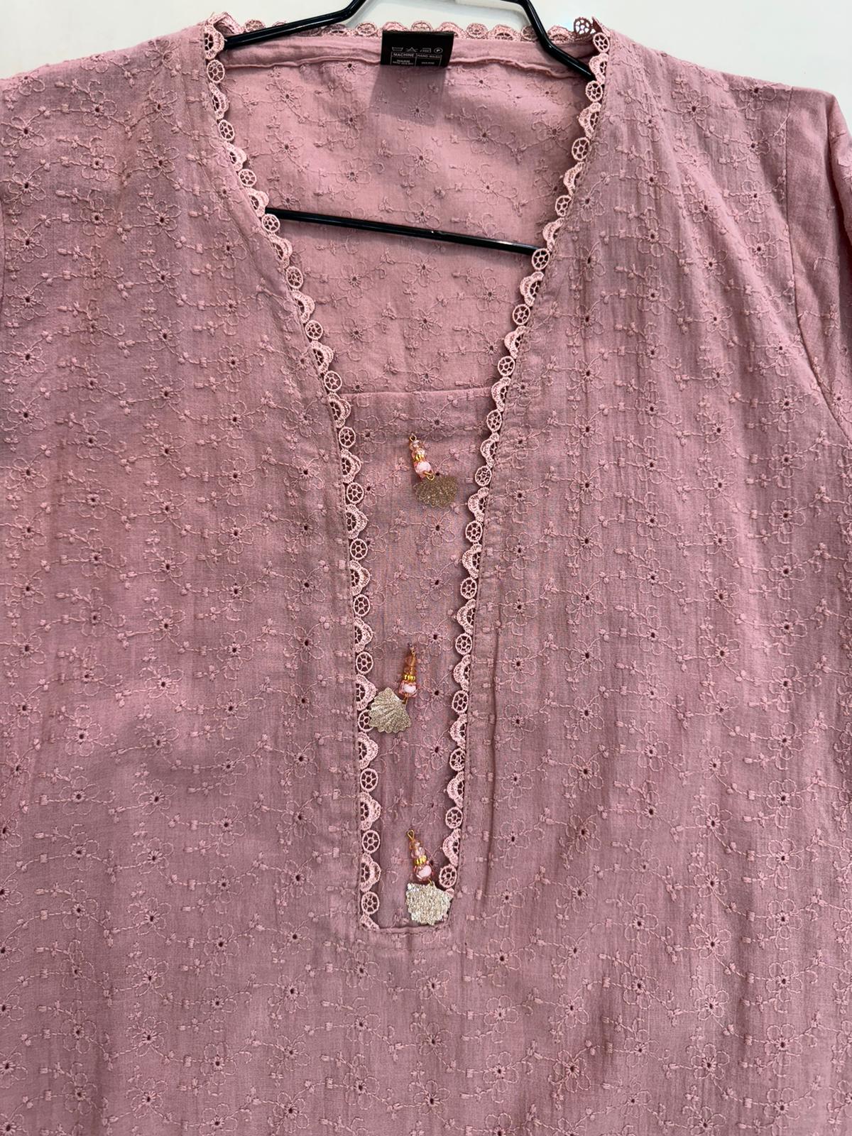 Pink 1 Pc Chikankari Kurta