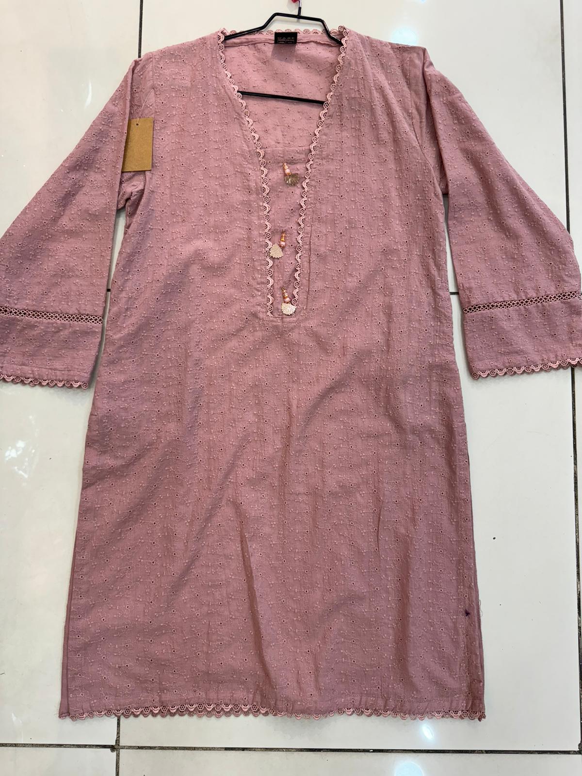 Pink 1 Pc Chikankari Kurta