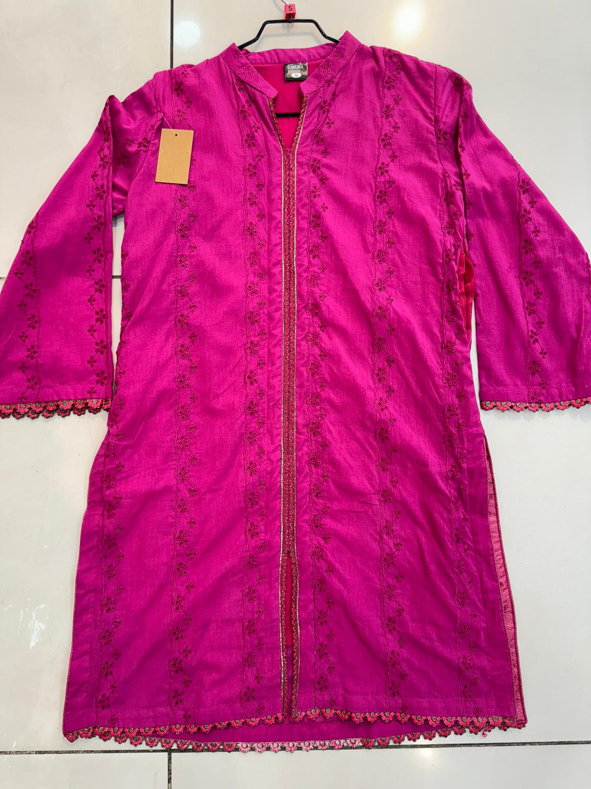 Shocking Pink 1 Pc Chikankari Kurta