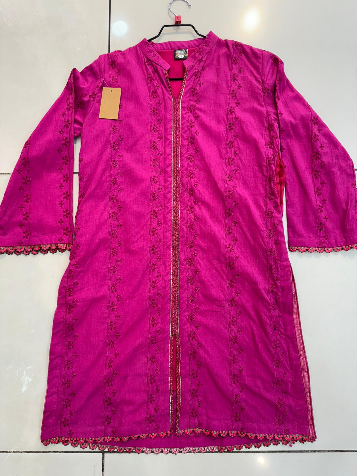 Shocking Pink 1 Pc Chikankari Kurta