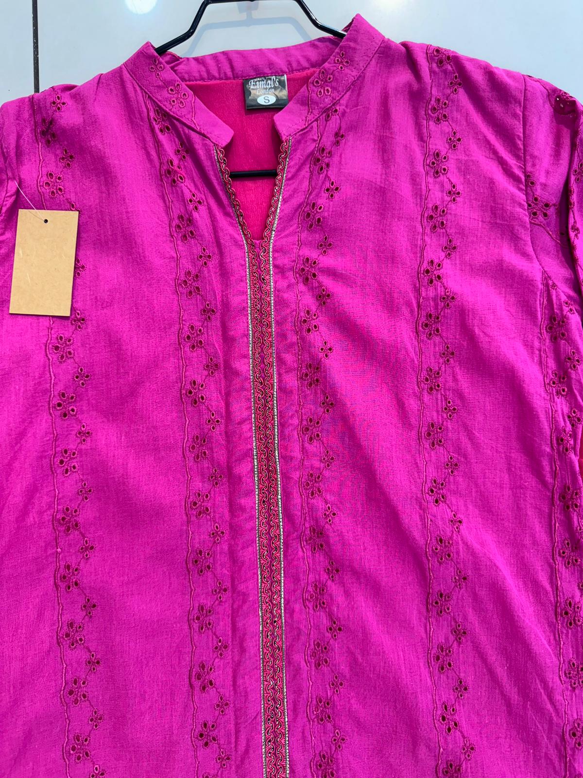 Shocking Pink 1 Pc Chikankari Kurta