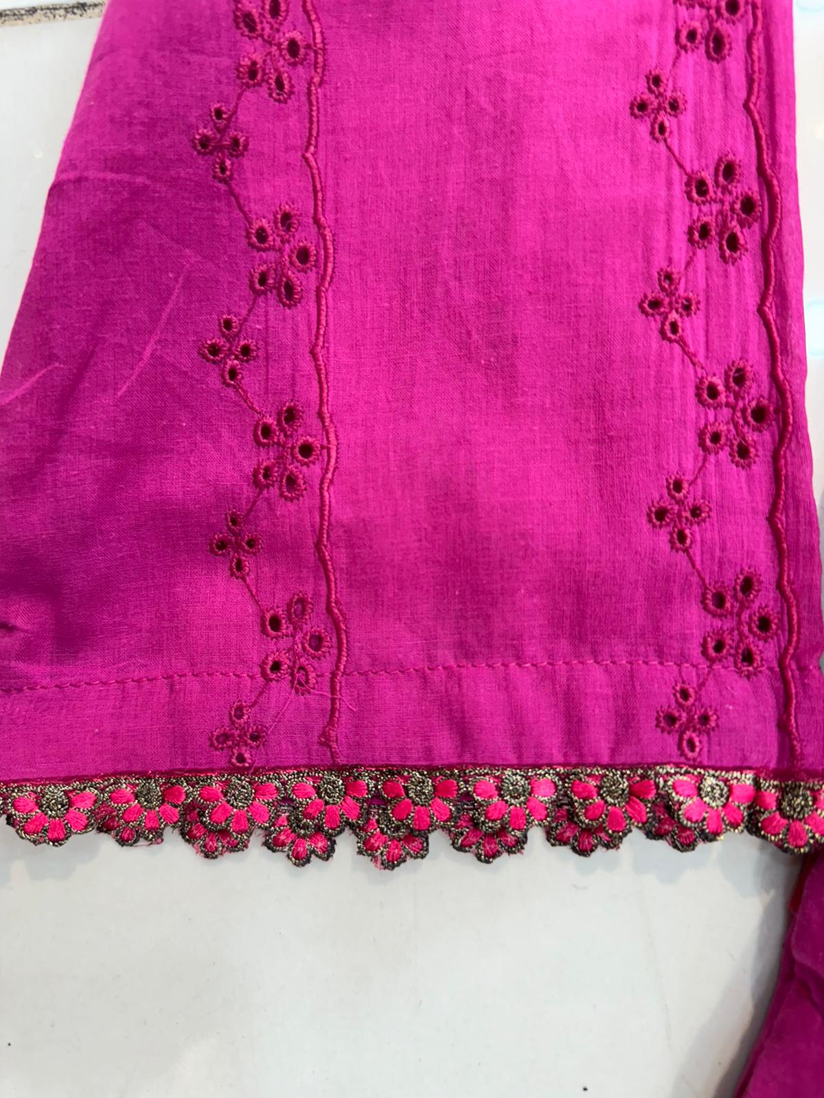 Shocking Pink 1 Pc Chikankari Kurta