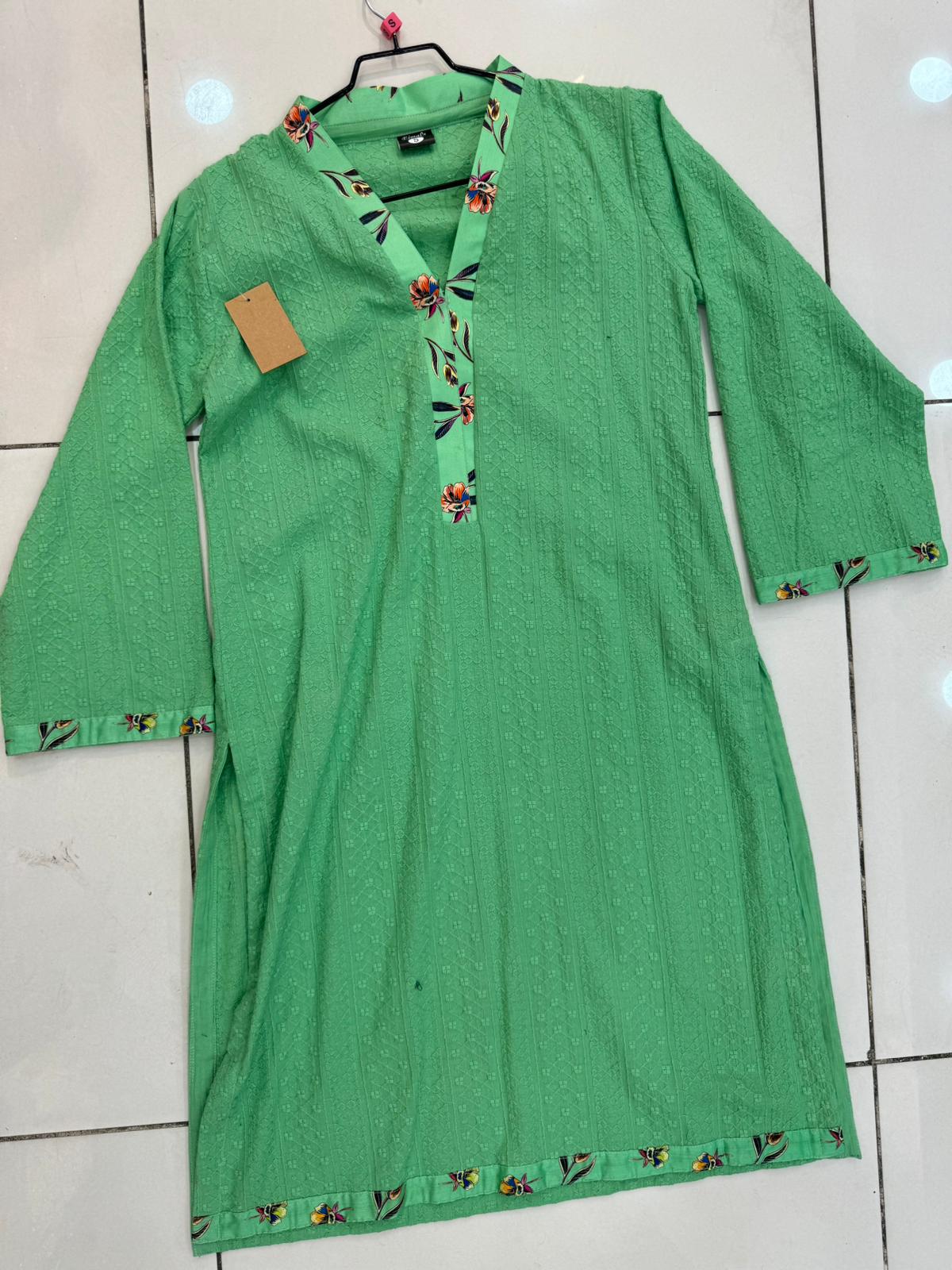 Parrot Green 1 Pc Chikankari Kurta