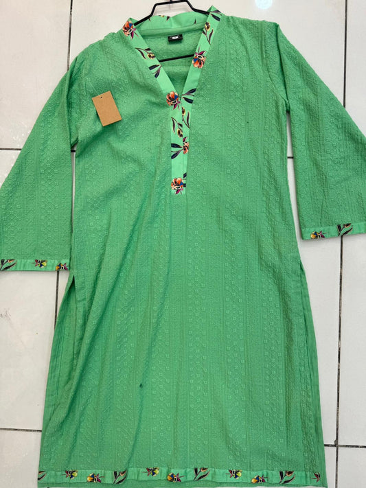 Parrot Green 1 Pc Chikankari Kurta