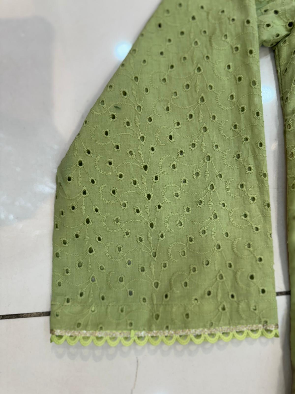 Olive Green Chikankari Kurta 1 Pc