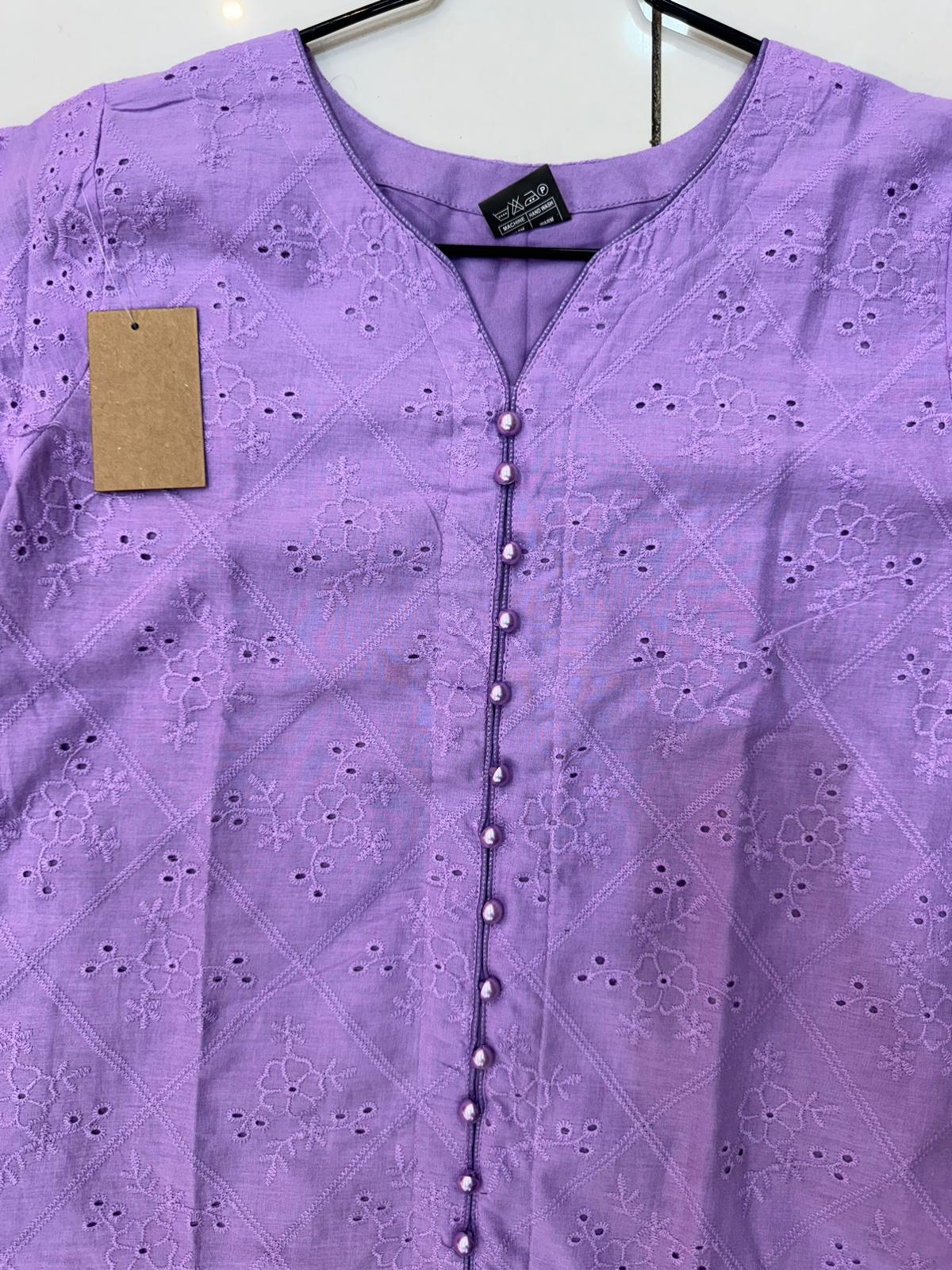 Lilac Color 1 PC Chikankari and thread Work Kurta