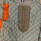 3 piece Casualwear Lawn Suits Womenswear in Orange and Beige Color