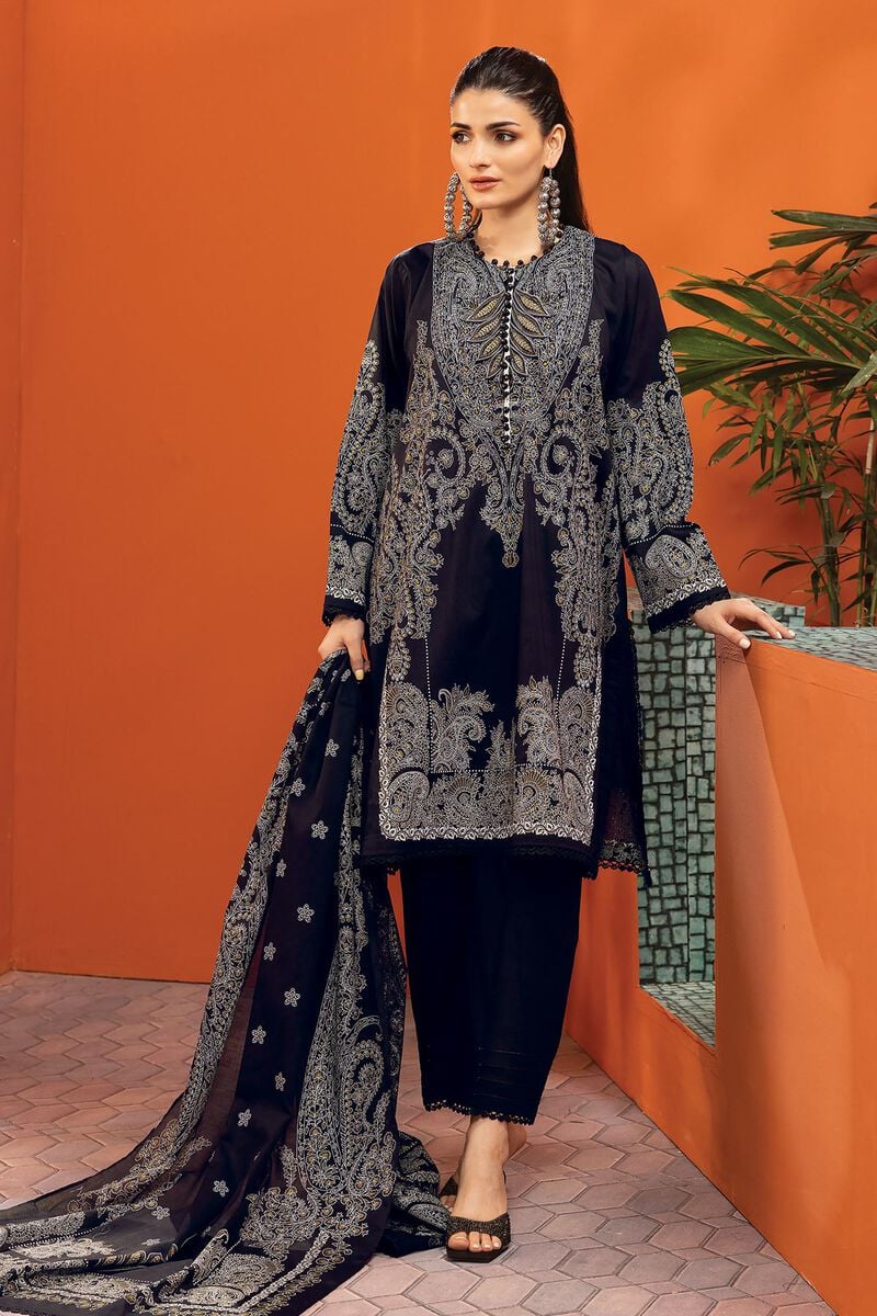 Khaadi Original Black and White 3 PC Printed Lawn Outfit