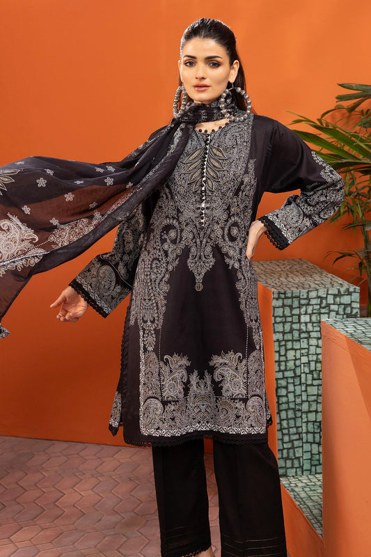 Khaadi Original Black and White 3 PC Printed Lawn Outfit