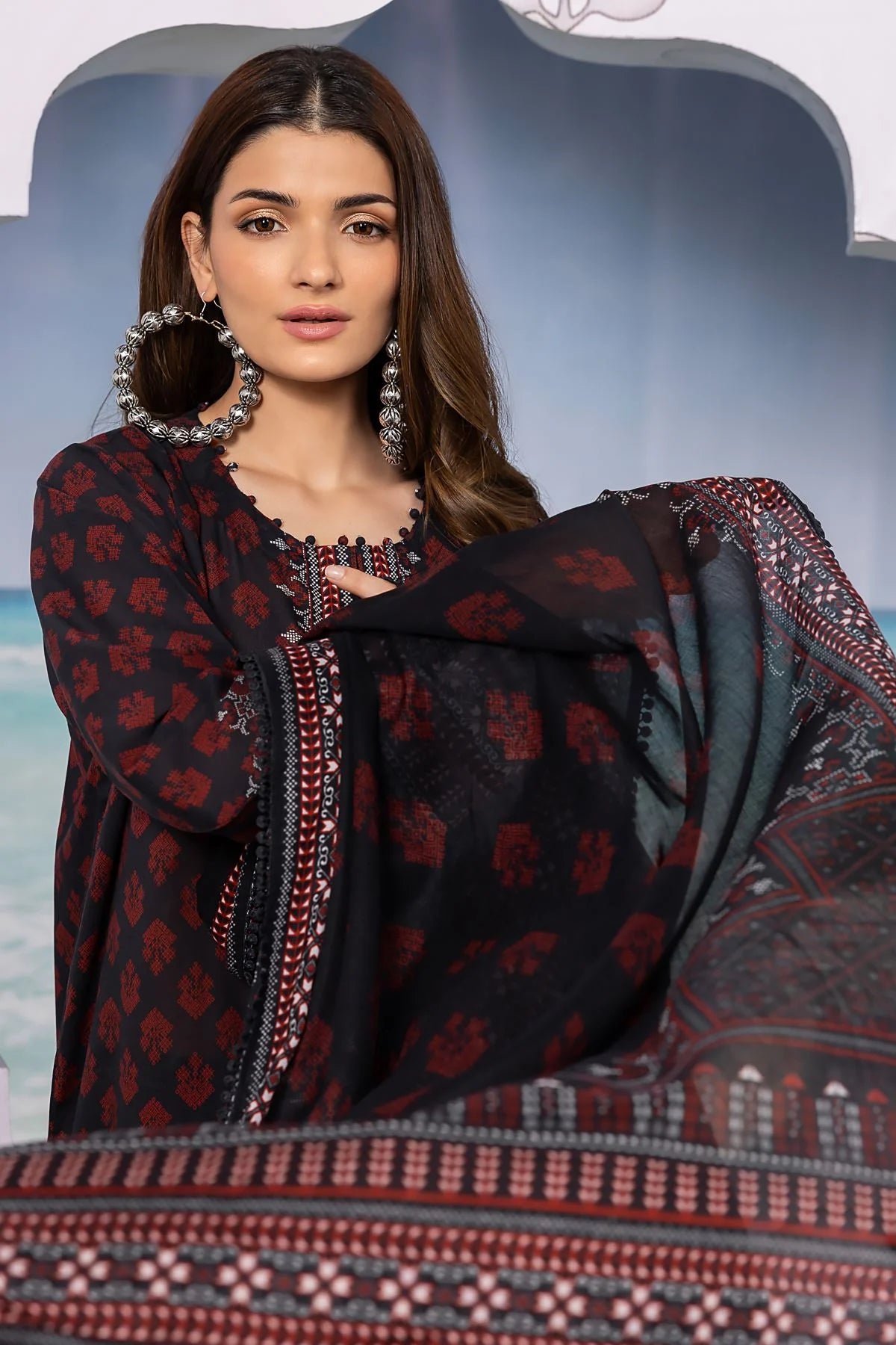 Khaadi Original Black 3 Pc Printed Lawn Casual Wear