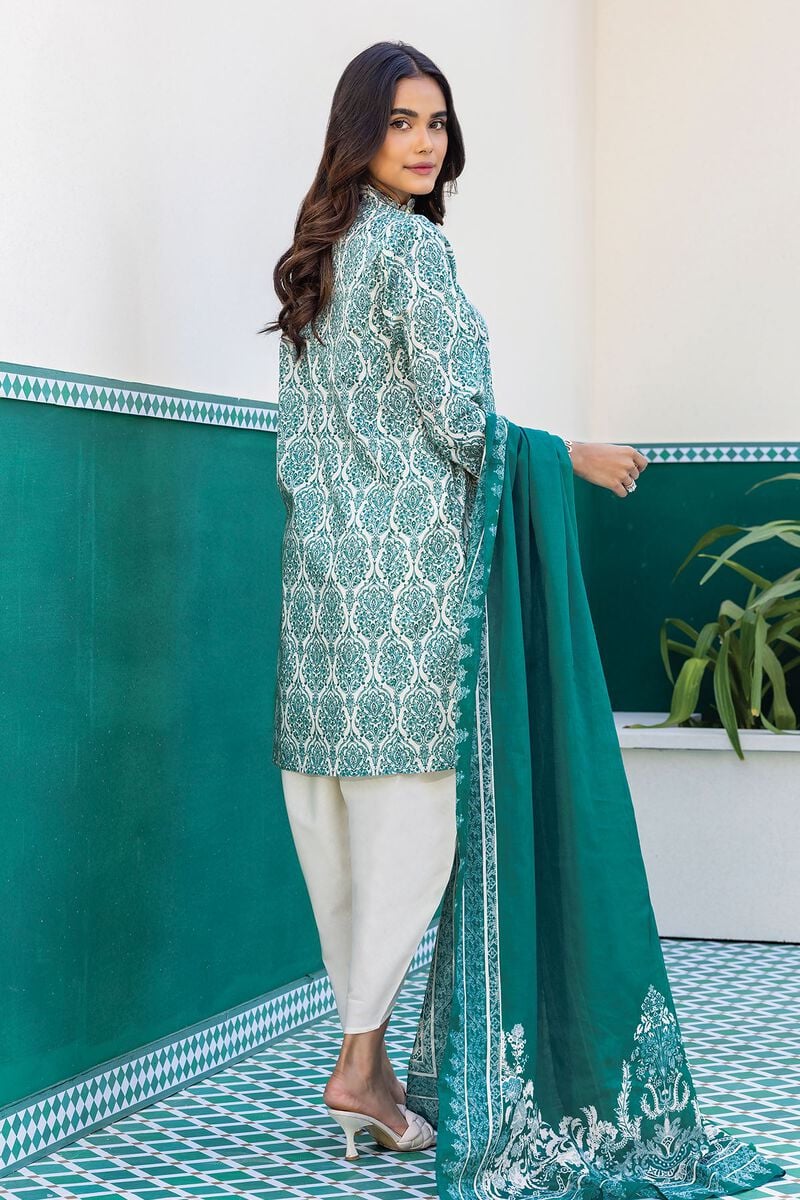 Khaadi Original Green and White 3 Pc Printed Lawn Casual Wear