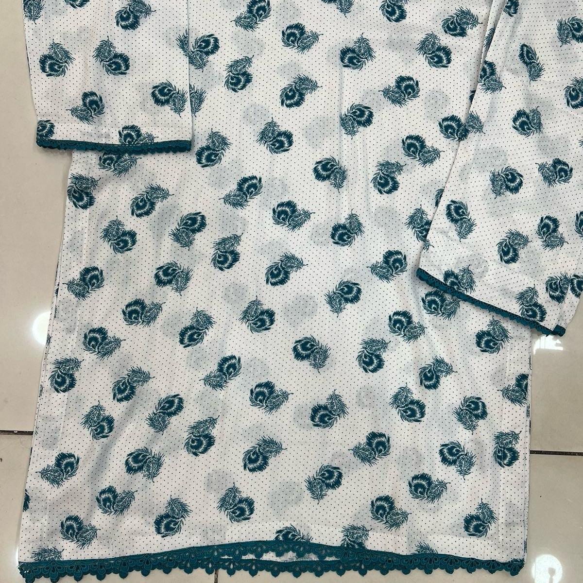 Two Piece Printed Lawsuit, Teal and White Womenswear- casual wear