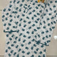 Two Piece Printed Lawsuit, Teal and White Womenswear- casual wear