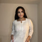 White Kurta with Sequence Work on Neckline with Pockets - 1 PC - ELRR068