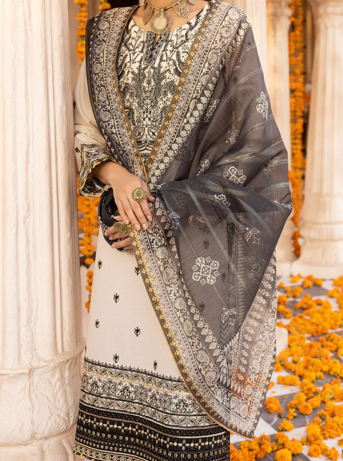 Casuallite White Pakistani original designer Outfit - ELCL004