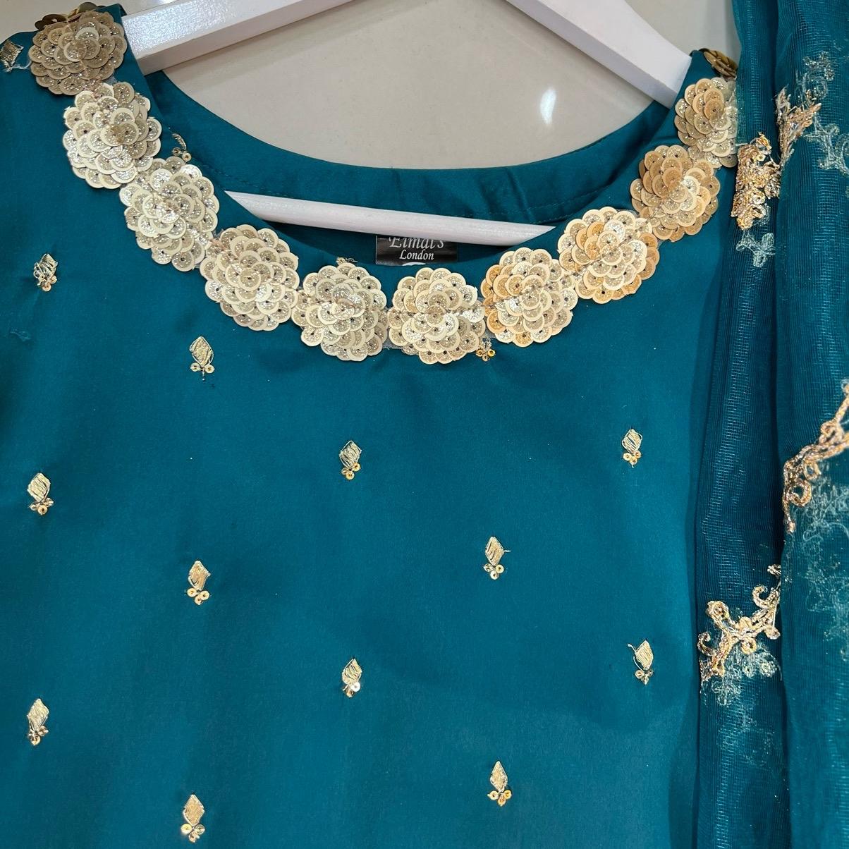 Teal Mehndi outfit 3piece