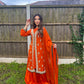 Burnt Orange Jacket Style Sharara Outfit- ELRR036