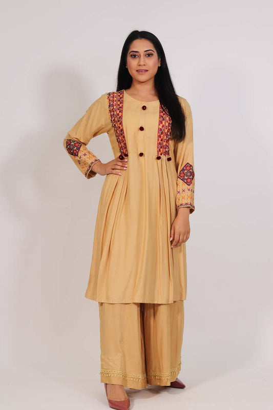 Skin Kurta with Multi Thread Work - 1 PC - ELRR076